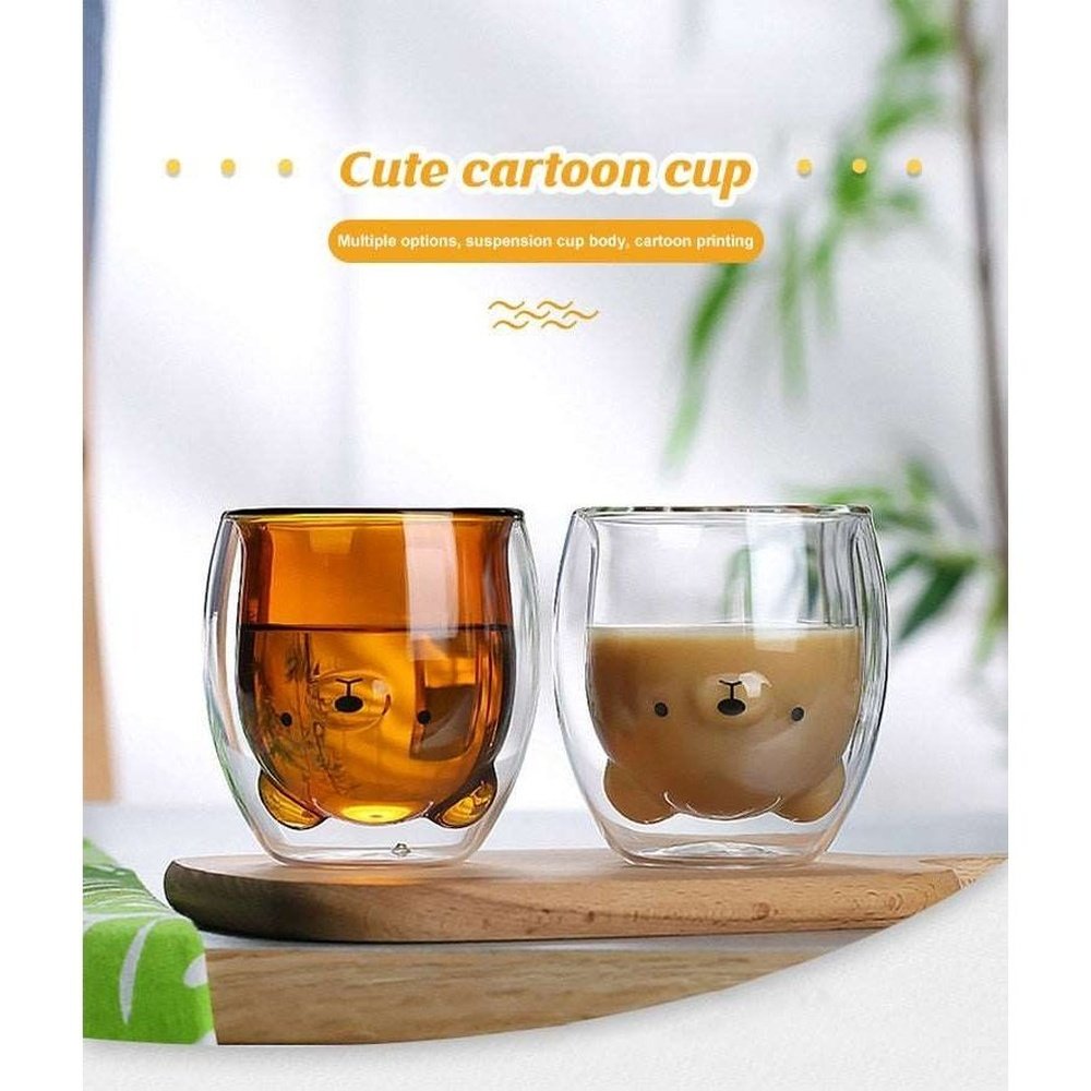 Double-Layer Glass Coffee Cup- Bear / Duck / Cat / Dog-Furever Adorable