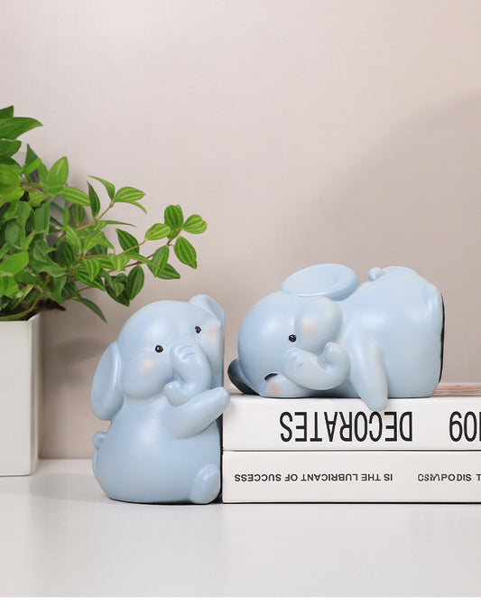 Dreamy Elephant Resin Bookends - Cozy Safari Shelf Decor Furever Adorable