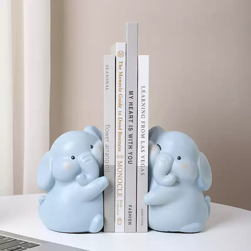 Dreamy Elephant Resin Bookends - Cozy Safari Shelf Decor Furever Adorable