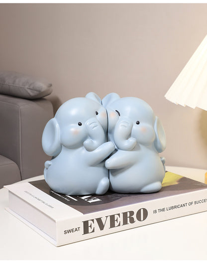 Dreamy Elephant Resin Bookends - Cozy Safari Shelf Decor Furever Adorable