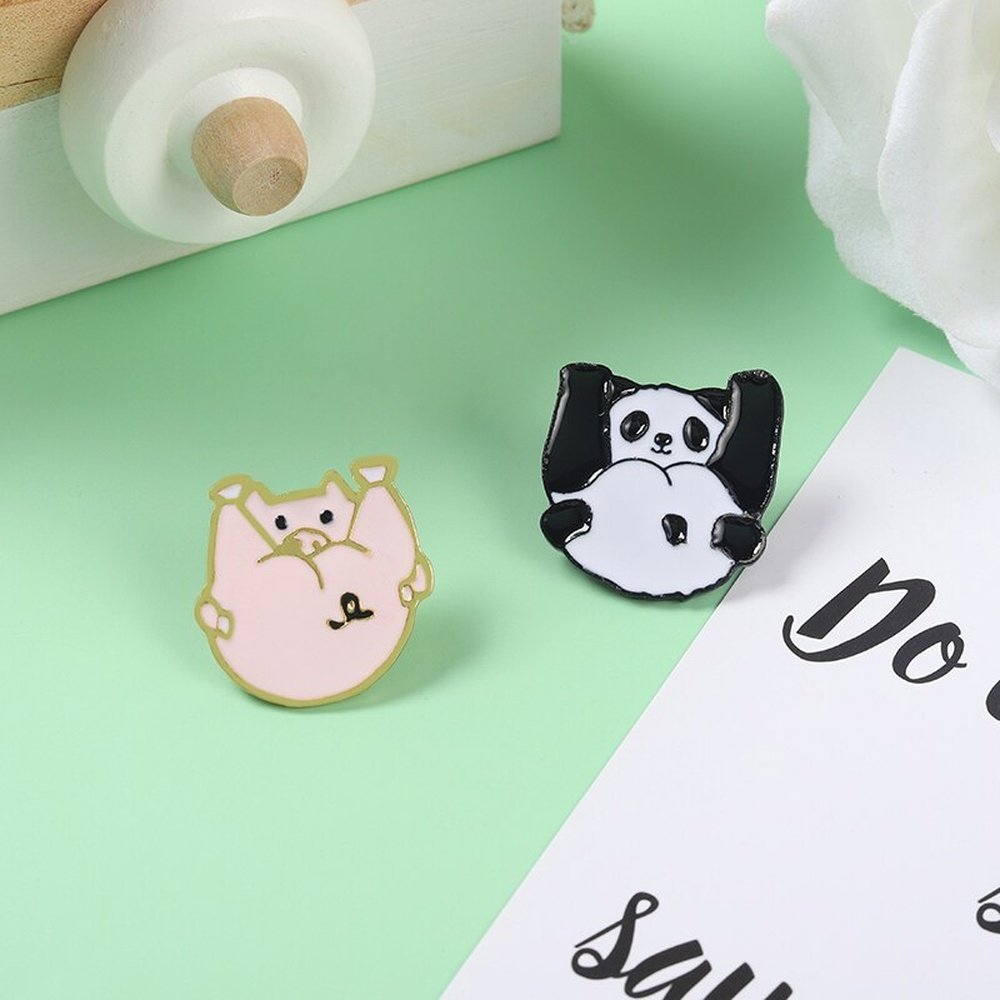 Enamel Yoga Piggy / Panda Butt Brooch Pin-Furever Adorable