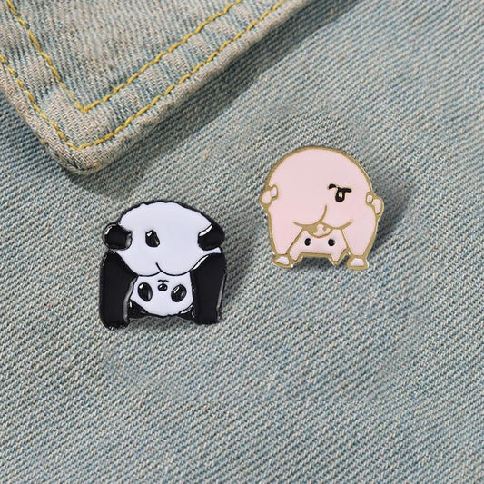 Enamel Yoga Piggy / Panda Butt Brooch Pin-Furever Adorable