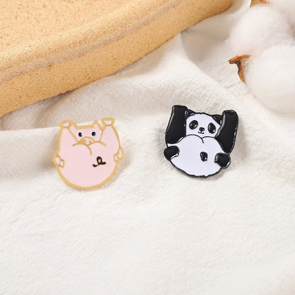 Enamel Yoga Piggy / Panda Butt Brooch Pin-Furever Adorable