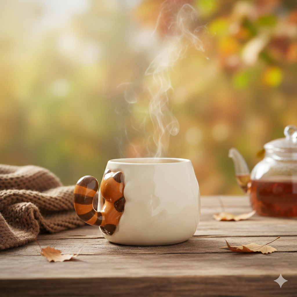 Paw-sitively Cute: Red Panda Hugging Ceramic Mug - Aesthetic & Giftable Coffee Buddy Furever Adorable 