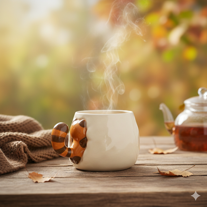 Paw-sitively Cute: Red Panda Hugging Ceramic Mug - Aesthetic & Giftable Coffee Buddy Furever Adorable 
