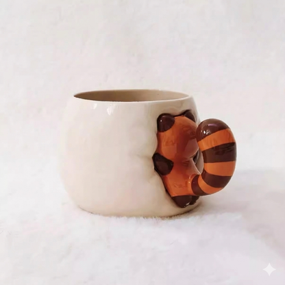 Paw-sitively Cute: Red Panda Hugging Ceramic Mug - Aesthetic & Giftable Coffee Buddy Furever Adorable 