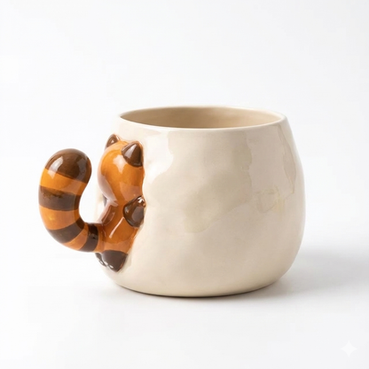 Paw-sitively Cute: Red Panda Hugging Ceramic Mug - Aesthetic & Giftable Coffee Buddy Furever Adorable 