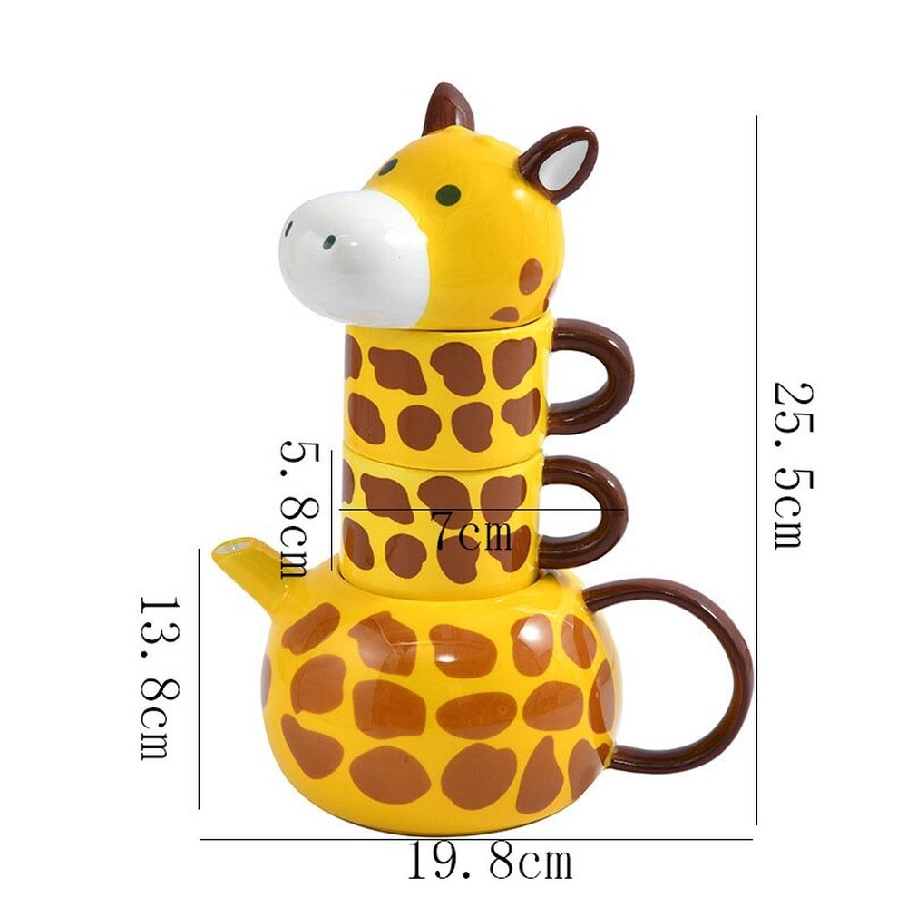 Giraffe Ceramic Coffee Cup Pot Set-Furever Adorable