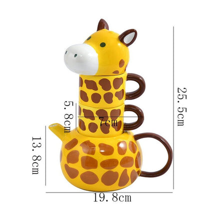 Giraffe Ceramic Coffee Cup Pot Set-Furever Adorable