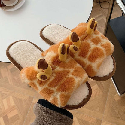 Giraffe Fluffy Slippers-Furever Adorable