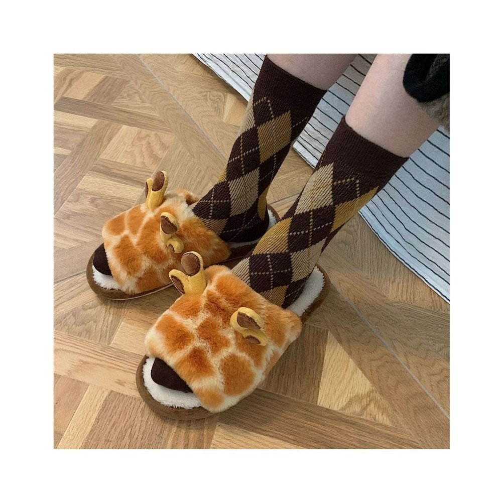 Giraffe Fluffy Slippers-Furever Adorable