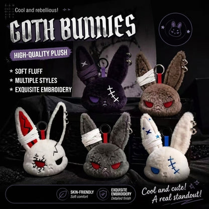 Gothic Punk Bad Bunny Plush Bag Charm Keychain Furever Adorable