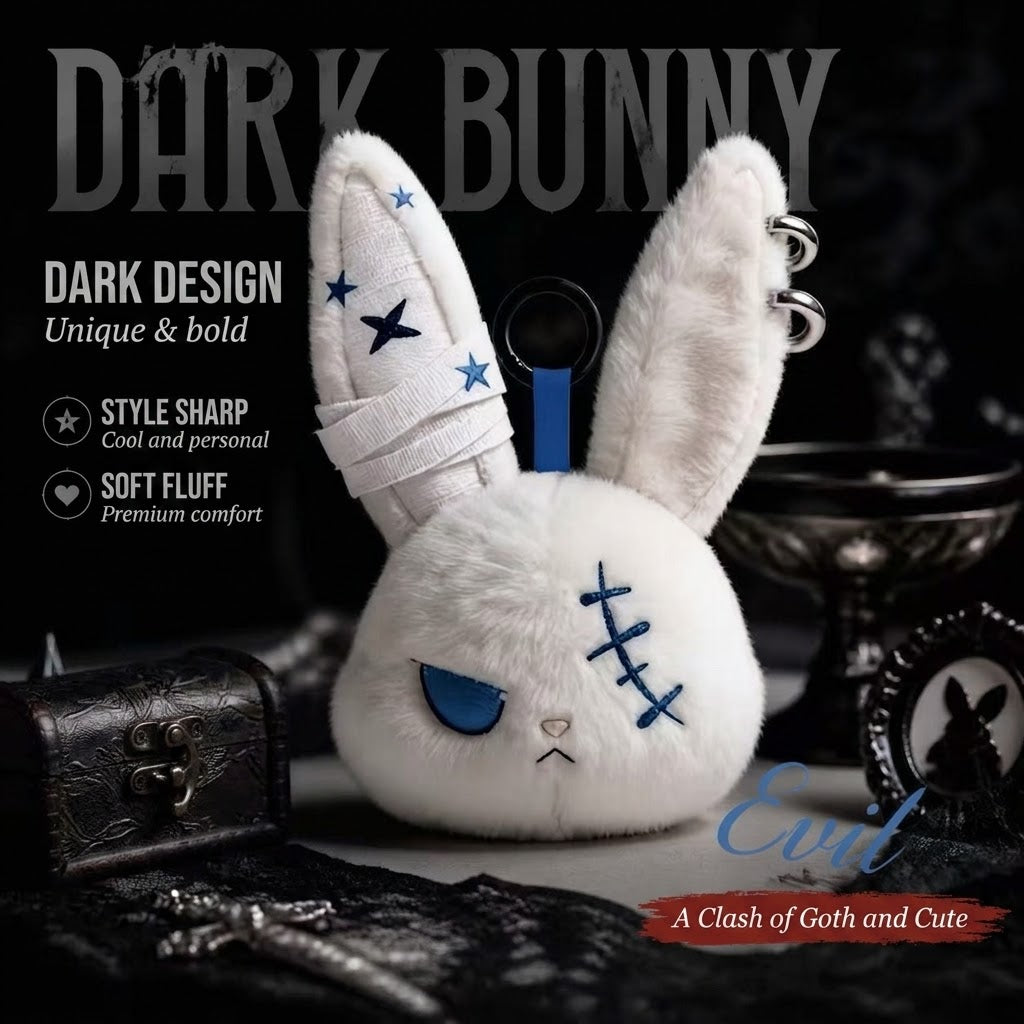 Gothic Punk Bad Bunny Plush Bag Charm Keychain Furever Adorable