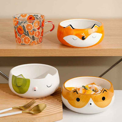 Hand-Painted Animal Bowls for Salad-Furever Adorable