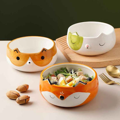 Hand-Painted Animal Bowls for Salad-Furever Adorable