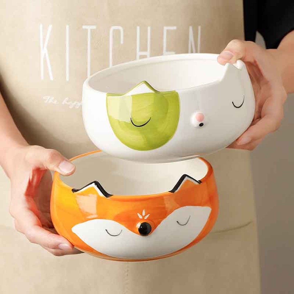 Hand-Painted Animal Bowls for Salad-Furever Adorable