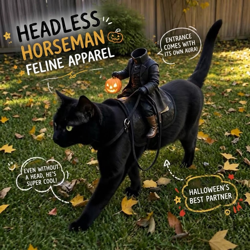Headless Horseman Cat Costume | Spooky Season Pet Apparel Furever Adorable