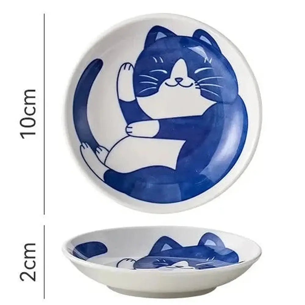 Japanese Style Ceramic Dessert Sauce Dish - Lucky Cat Style-Furever Adorable