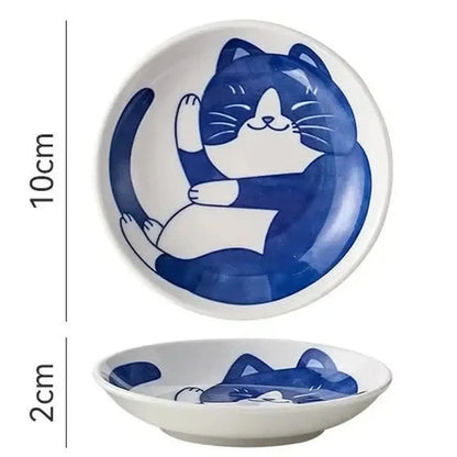 Japanese Style Ceramic Dessert Sauce Dish - Lucky Cat Style-Furever Adorable