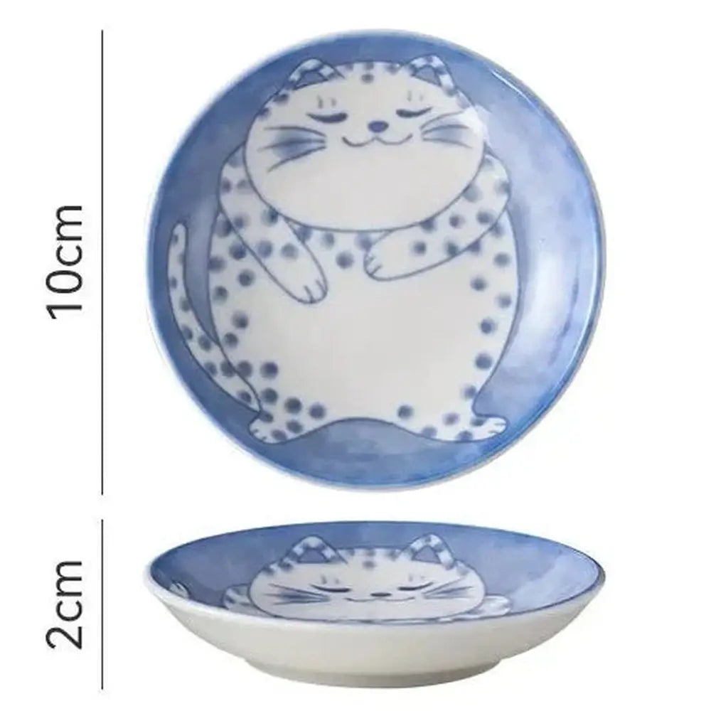 Japanese Style Ceramic Dessert Sauce Dish - Lucky Cat Style-Furever Adorable