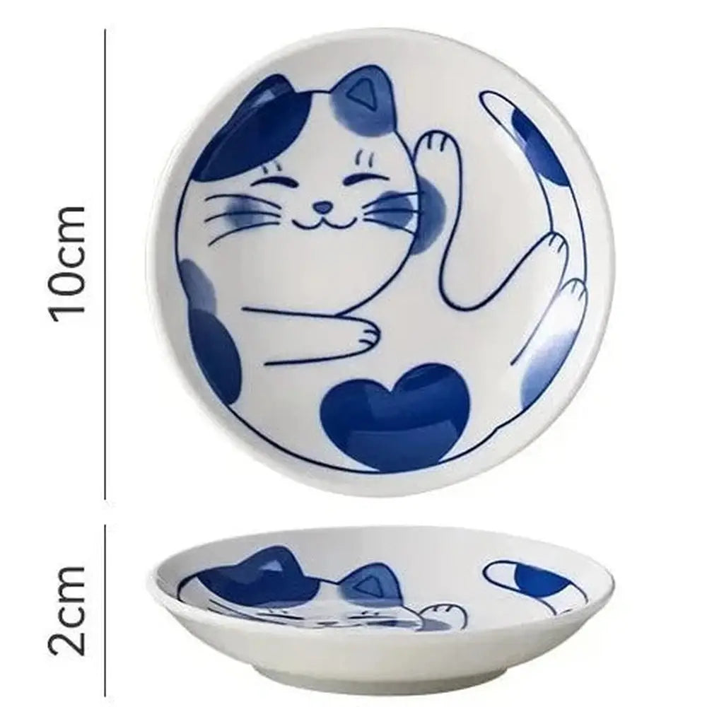 Japanese Style Ceramic Dessert Sauce Dish - Lucky Cat Style-Furever Adorable