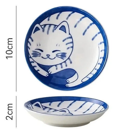 Japanese Style Ceramic Dessert Sauce Dish - Lucky Cat Style-Furever Adorable