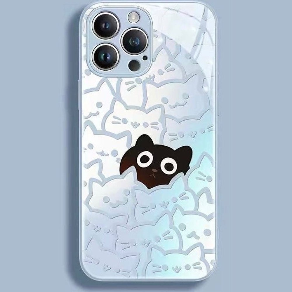 Liquid Glass Cat Pattern Phone Case-Furever Adorable