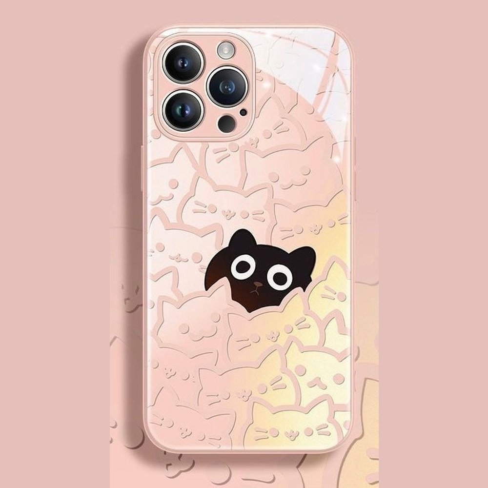 Liquid Glass Cat Pattern Phone Case-Furever Adorable