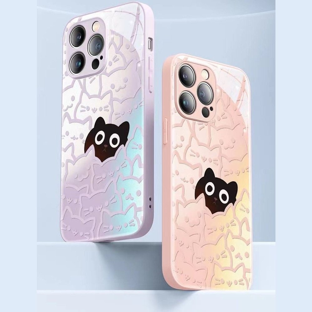 Liquid Glass Cat Pattern Phone Case-Furever Adorable