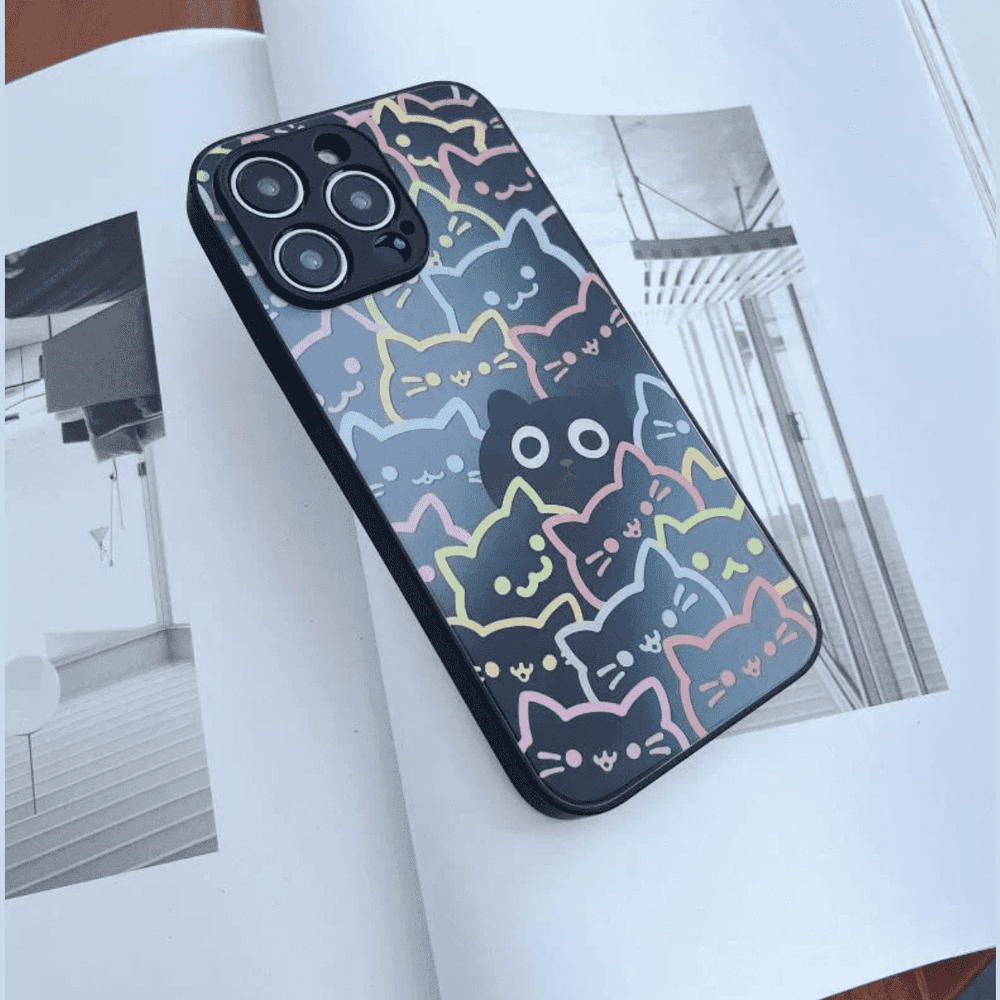 Liquid Glass Cat Pattern Phone Case-Furever Adorable