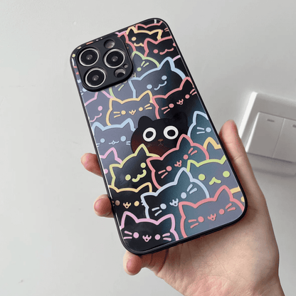 Liquid Glass Cat Pattern Phone Case-Furever Adorable