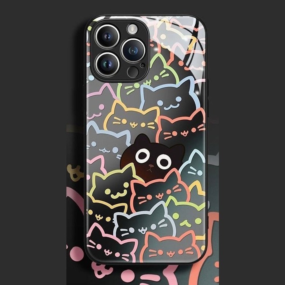 Liquid Glass Cat Pattern Phone Case-Furever Adorable