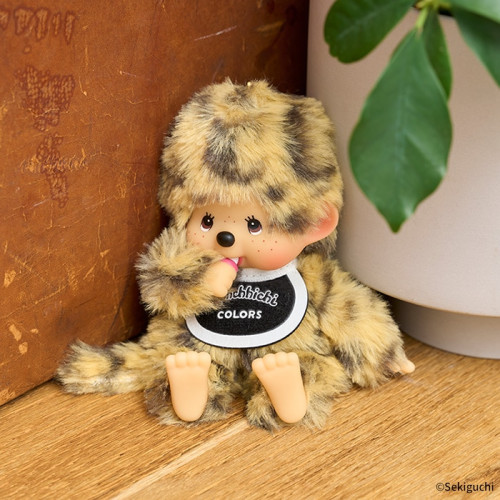 Sekiguchi Monchhichi leopard print plush keychain product view