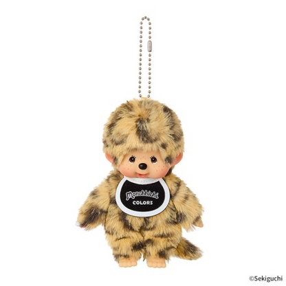 Monchhichi COLORS leopard print plush keychain by Sekiguchi