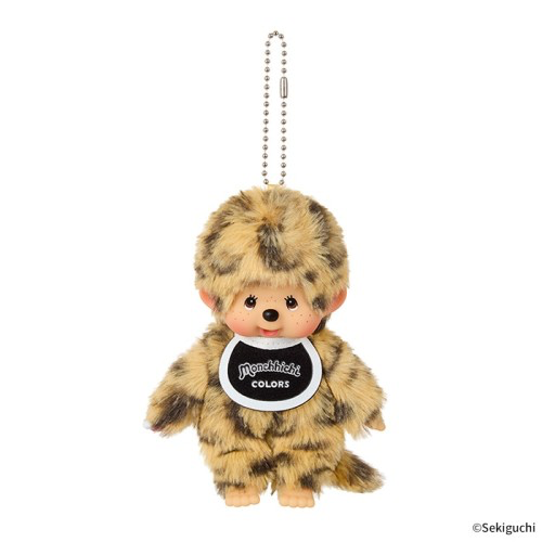 Monchhichi COLORS leopard print plush keychain by Sekiguchi