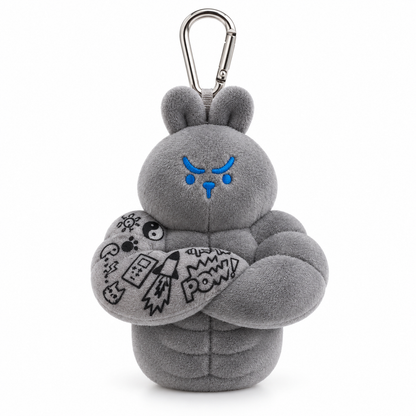 Grey Muscle Rabbit Coach plush bag charm