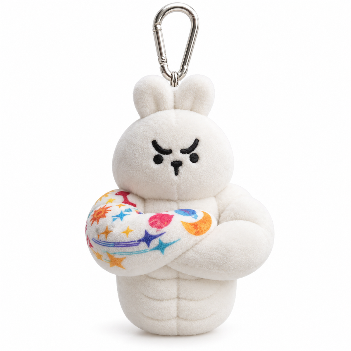 White Muscle Rabbit Coach plush bag charm