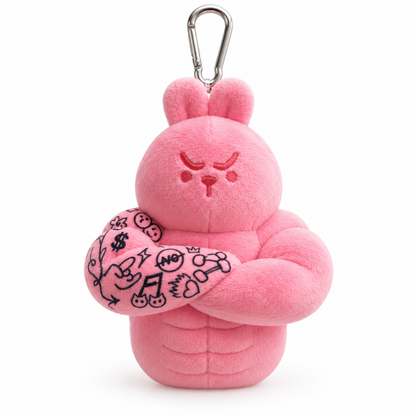 Pink Muscle Rabbit Coach plush bag charm