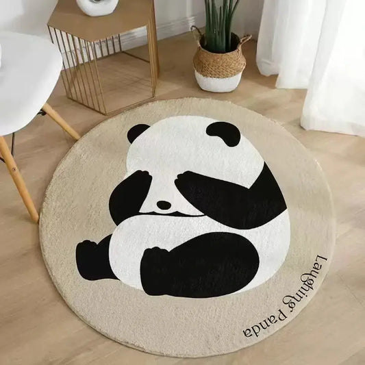 Non-Slip Panda Printed Round Carpets-Furever Adorable