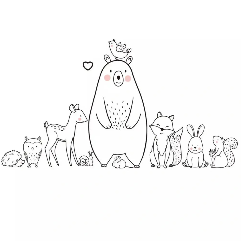 Nordic Animal Cartoon Wall Sticker-Furever Adorable