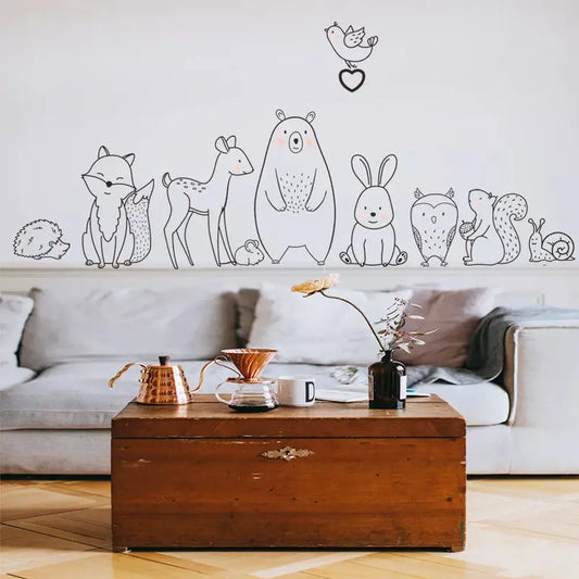 Nordic Animal Cartoon Wall Sticker-Furever Adorable