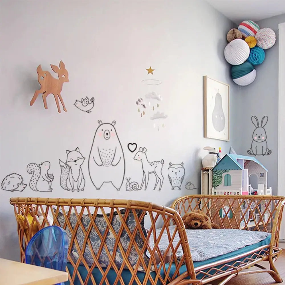 Nordic Animal Cartoon Wall Sticker-Furever Adorable