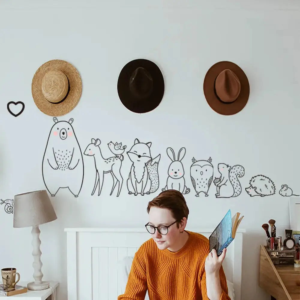 Nordic Animal Cartoon Wall Sticker-Furever Adorable