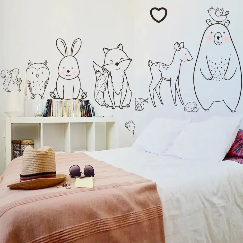 Nordic Animal Cartoon Wall Sticker-Furever Adorable