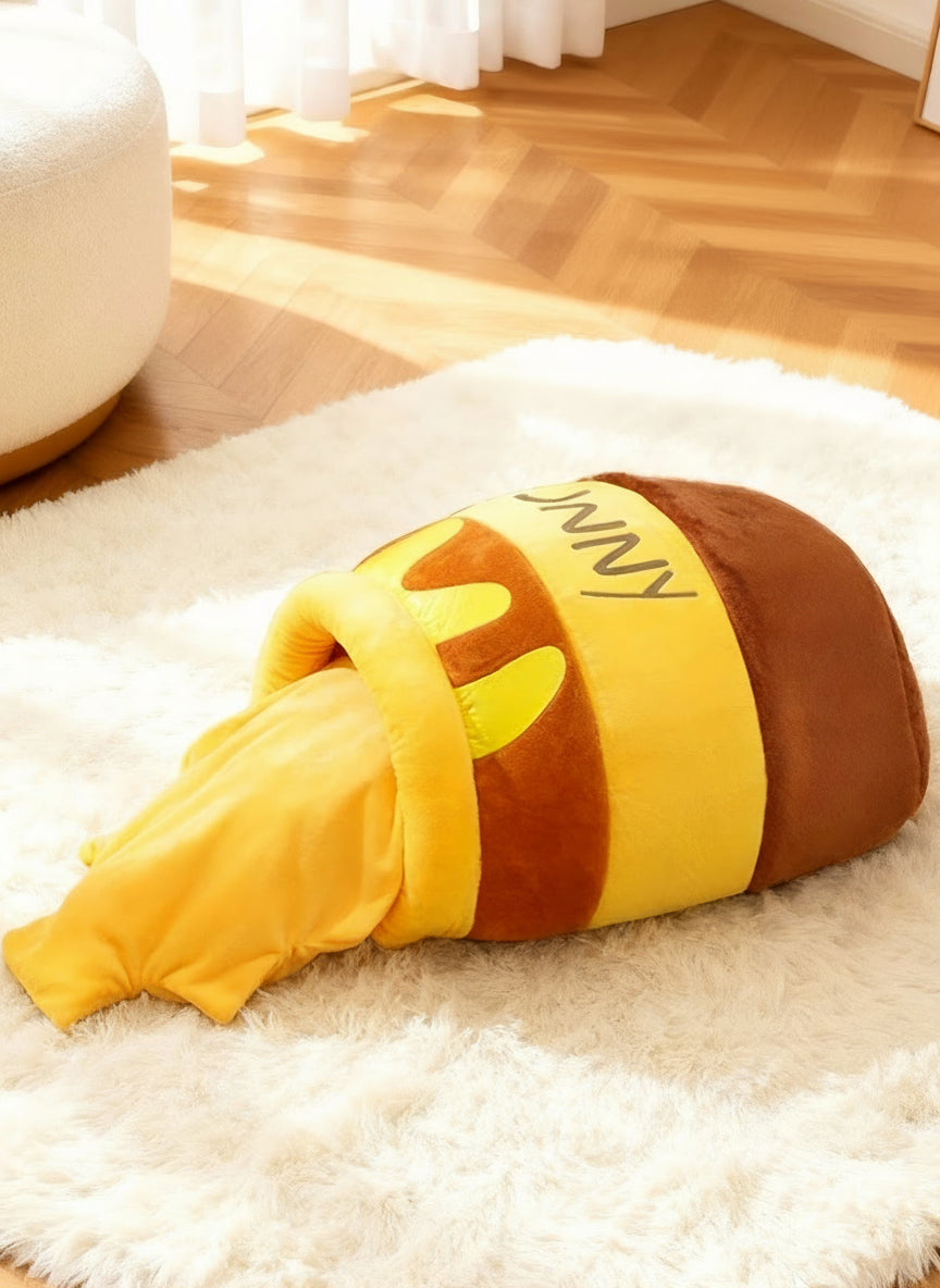 Pawfect Pamper Time: The Fluffy Honey Pot Snuggle Bed for Cats & Small Dogs Furever Adorable 