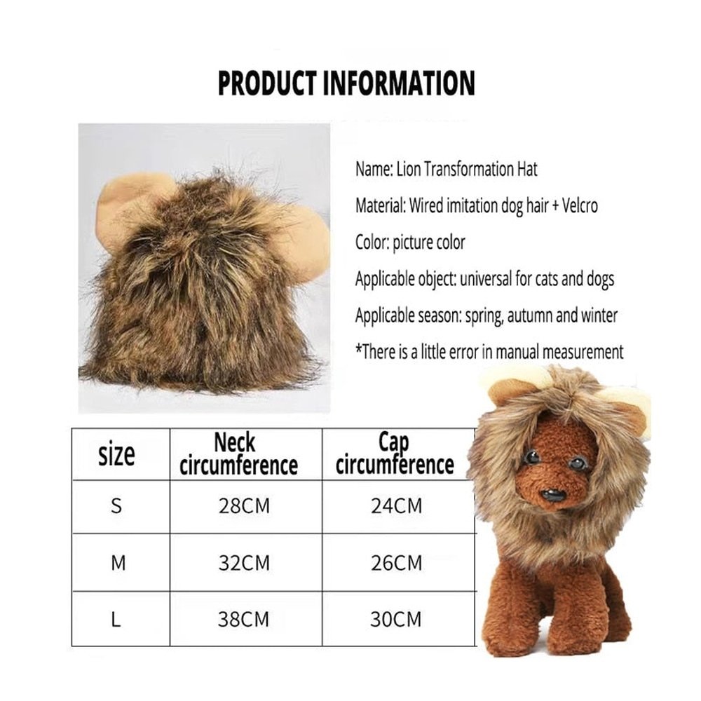 Pet Costume - Lion Mane Cat Wig Hat-Furever Adorable