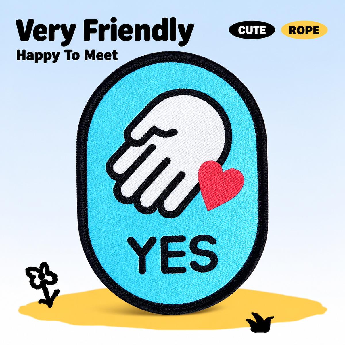 Blue Very Friendly pet social label patch