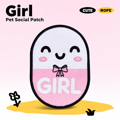 Pink Girl pet social label patch