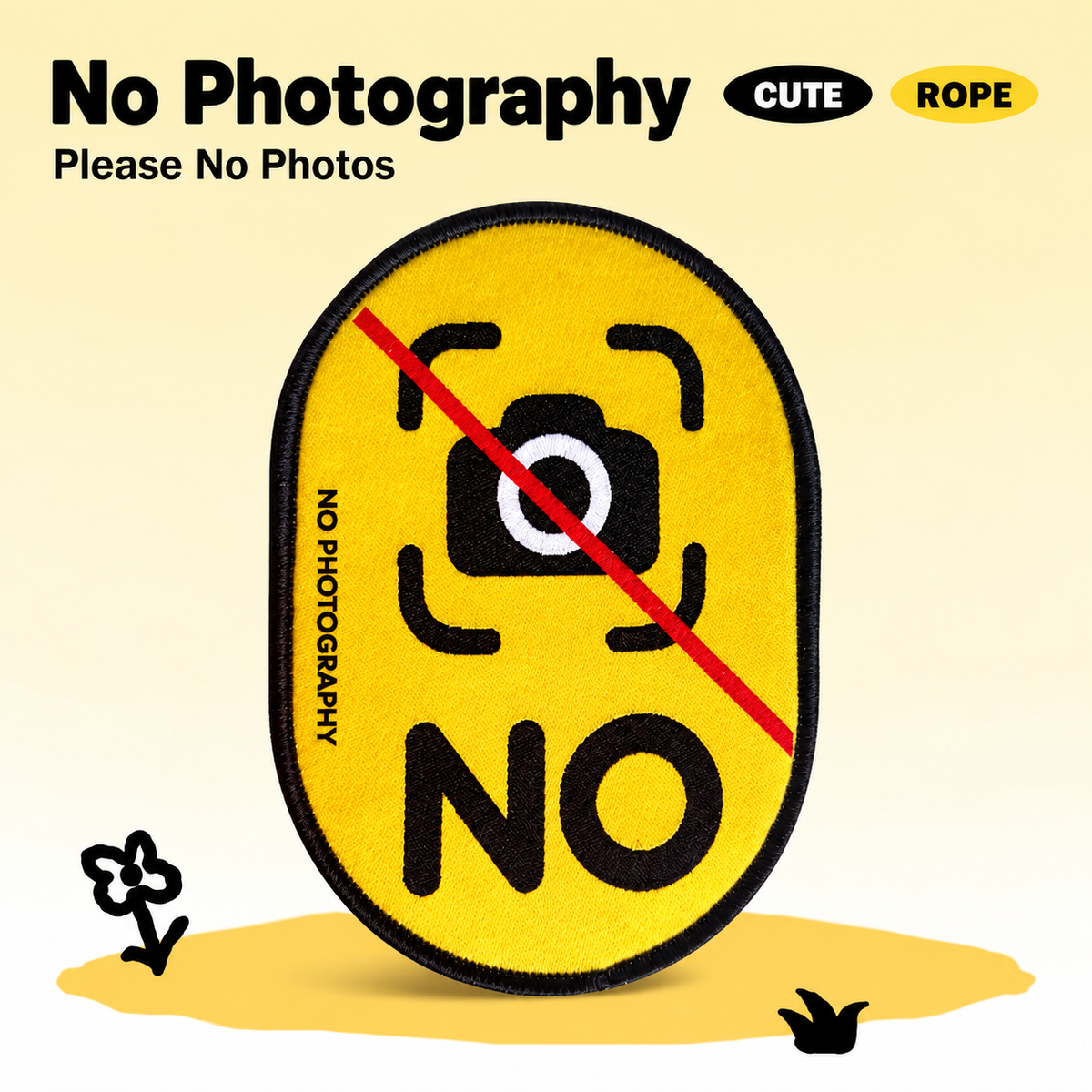 Yellow No Photography pet social label patch