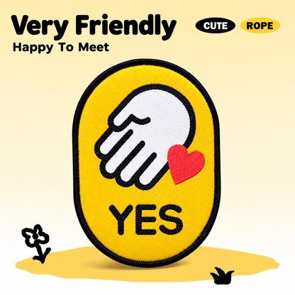 Yellow Very Friendly pet social label patch
